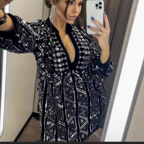 Zara sequined velvet dress - Picture 2 of 10